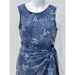 August‎ Hale Vtg 90s 100% Silk Faux Wrap Dress Size 6 Blue Floral Soft Romantic